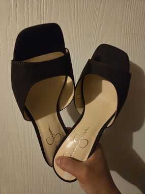 Jessica Simpson Black Suede Slide Sandals